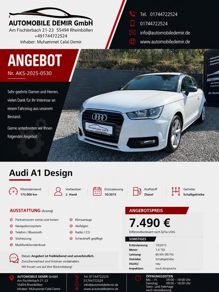 Audi A1 DESIGN/KLIMA/NAVI/ALU/MULTIFUNK./SHZ/