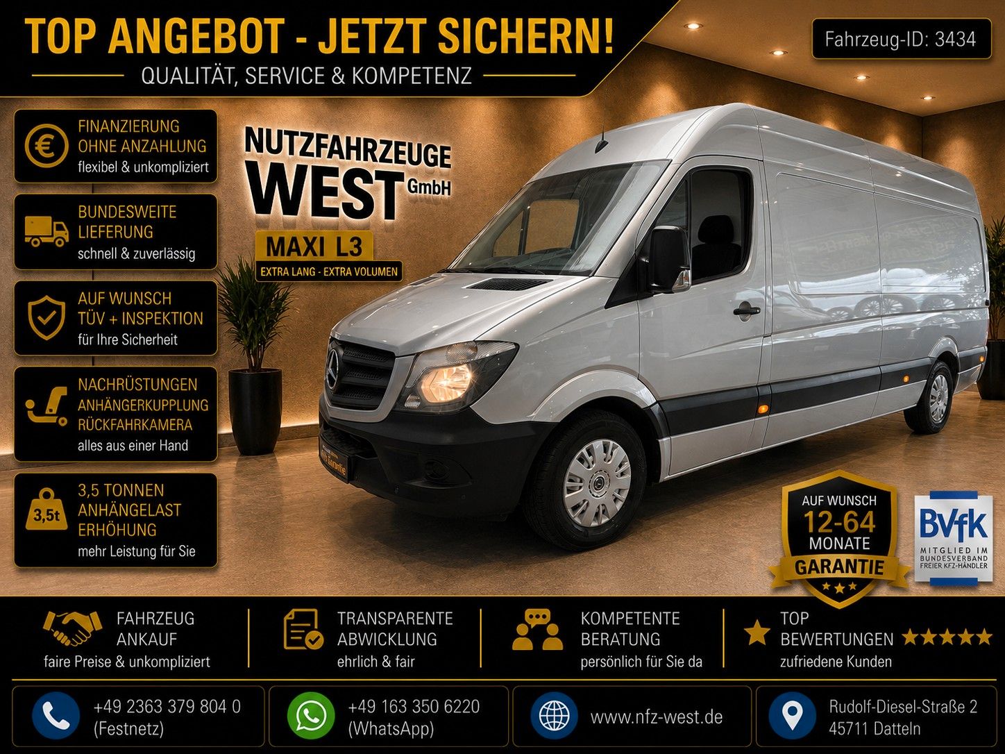 MERCEDES-BENZ Sprinter 313/316 CDI Maxi Hoch+Lang*Garantie*1HD