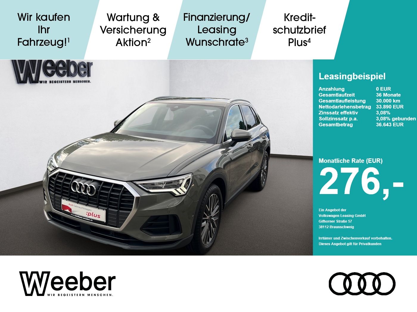 Audi Q3 AHK*NAVI*LED*LEDER*RFK*19LM*5J GAR AHK Navi