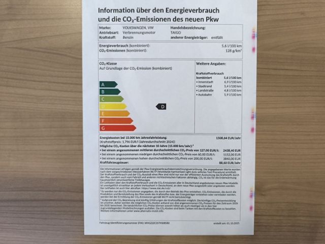 Fahrzeugabbildung Volkswagen Taigo "Energy" 1.0 l TSI OPF 85 kW (116 PS) 7-Ga