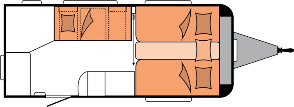 Hobby Excellent 460 SL 1.500 kg, Rollbett inkl. Polst
