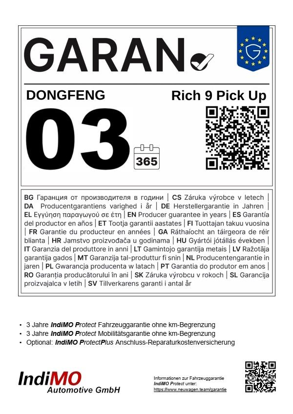 Fahrzeugabbildung DFSK DFM Rich 9 High End 4x4 2.3D AHZV incl.