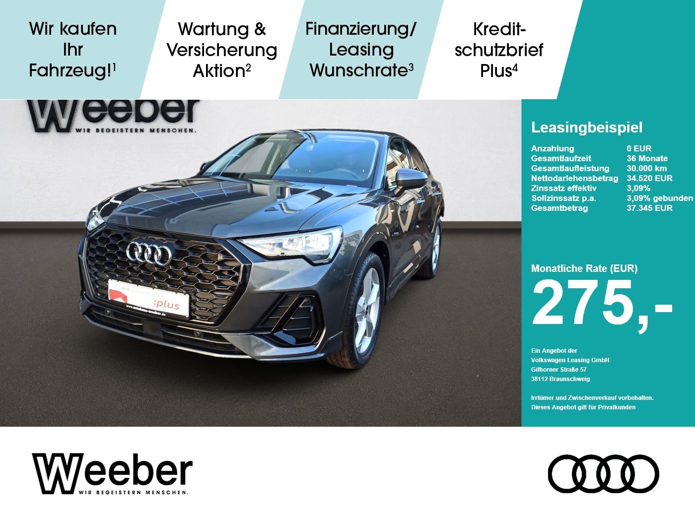 Audi Q3 Sportback S line *AHK*NAVI*LED*5J GAR*BLACKST