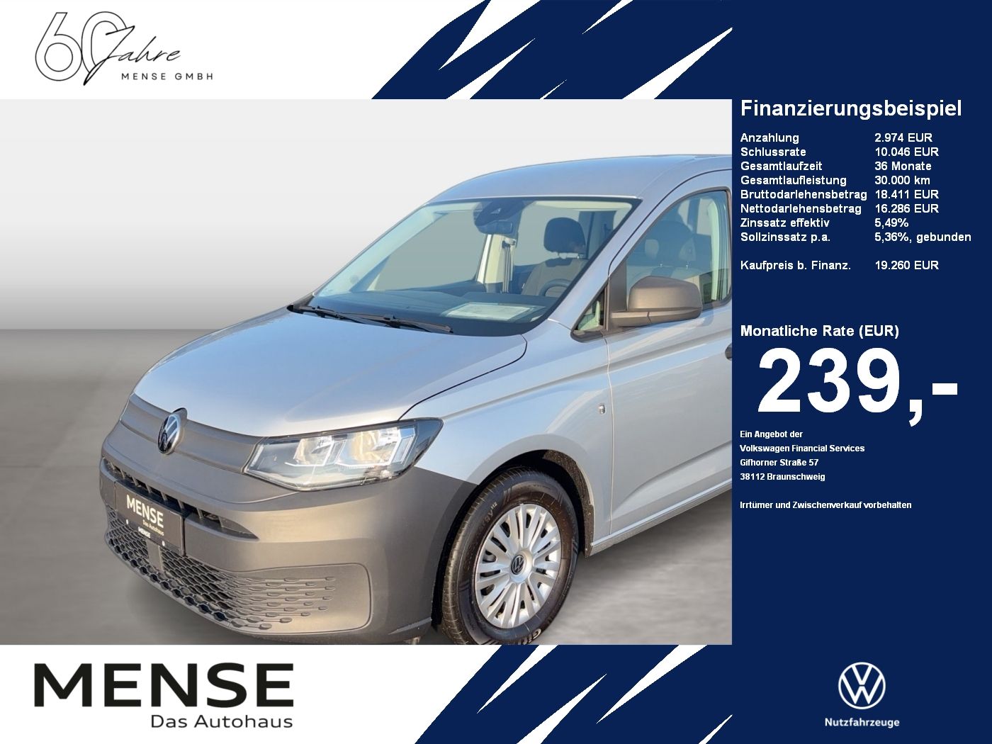 VW Caddy Kombi 5-Sitzer EcoProfi Motor: 2.0 l TDI E