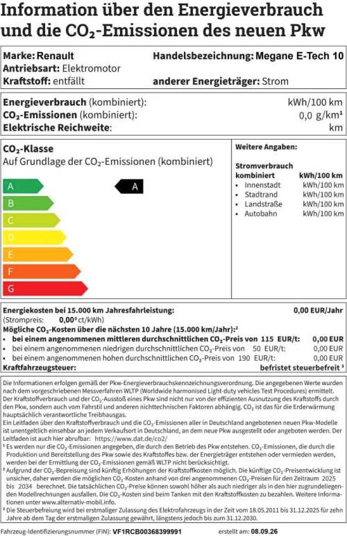 Fahrzeugabbildung Renault Megane E-Tech 100% ele TECHNO EV60 220hp optimum