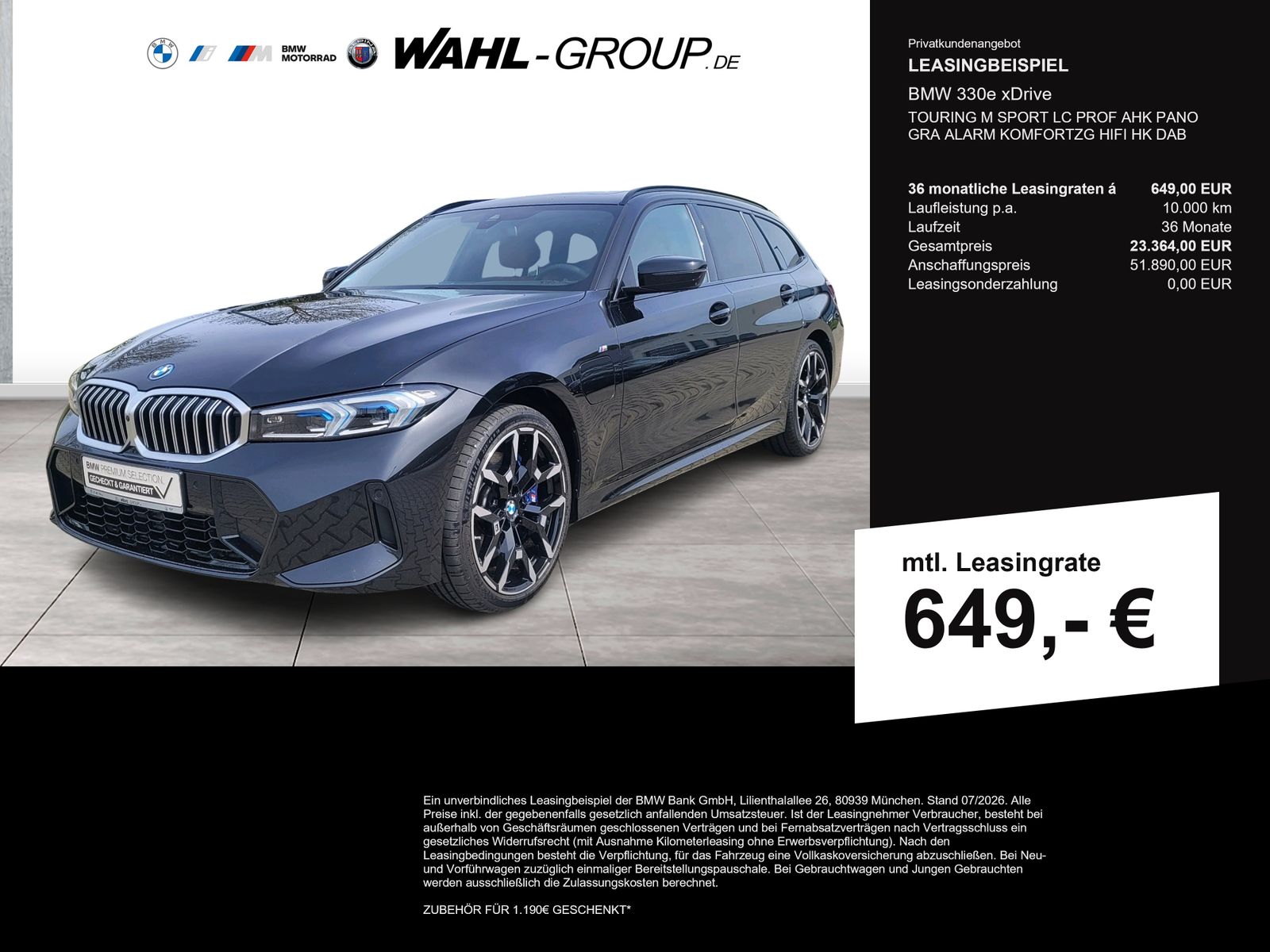 BMW 330e xDrive TOURING M SPORT LC PROF AHK PANO GRA