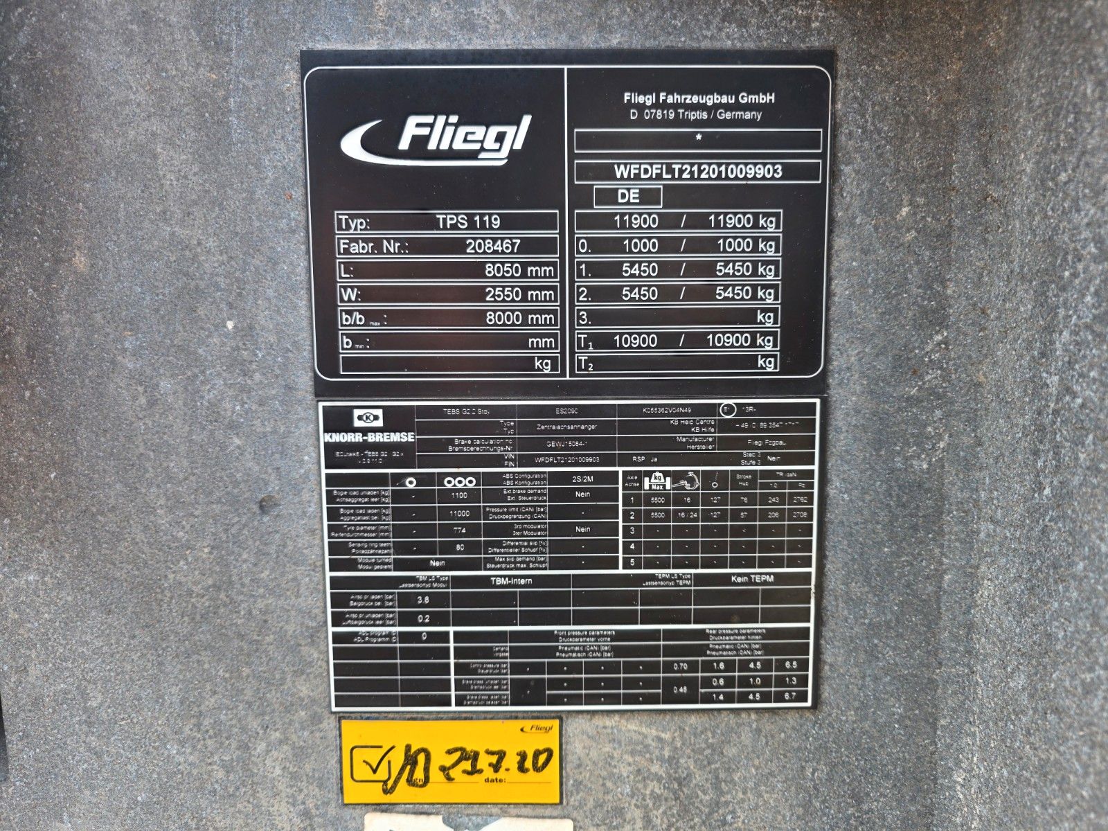 Fahrzeugabbildung Fliegl TPS 119 GFA-Achsen Auffahrrampen Knorr ABS