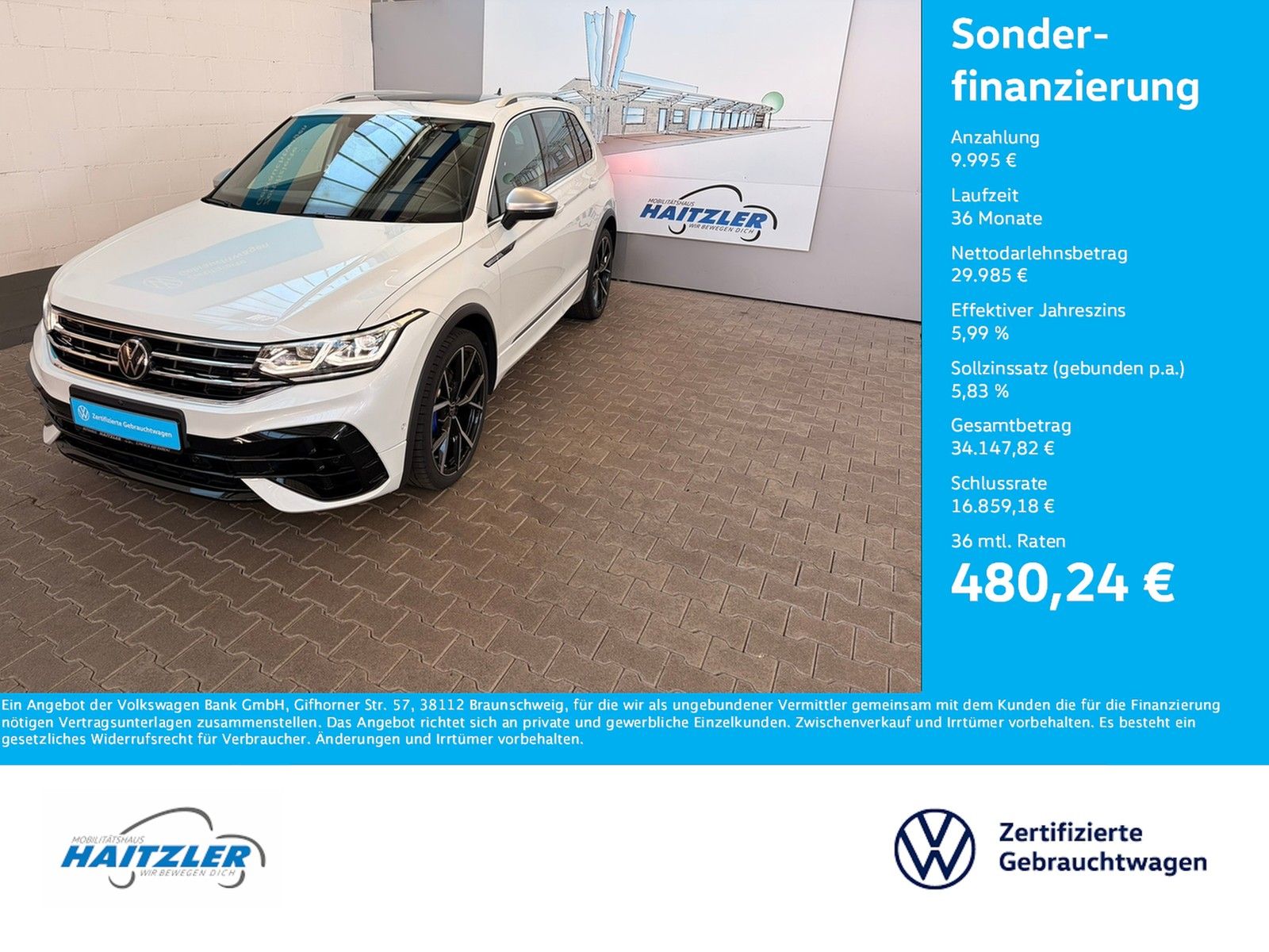 Fahrzeugabbildung Volkswagen Tiguan R 2,0 TSI DSG 4-Motion +AHK + Navi +Leder