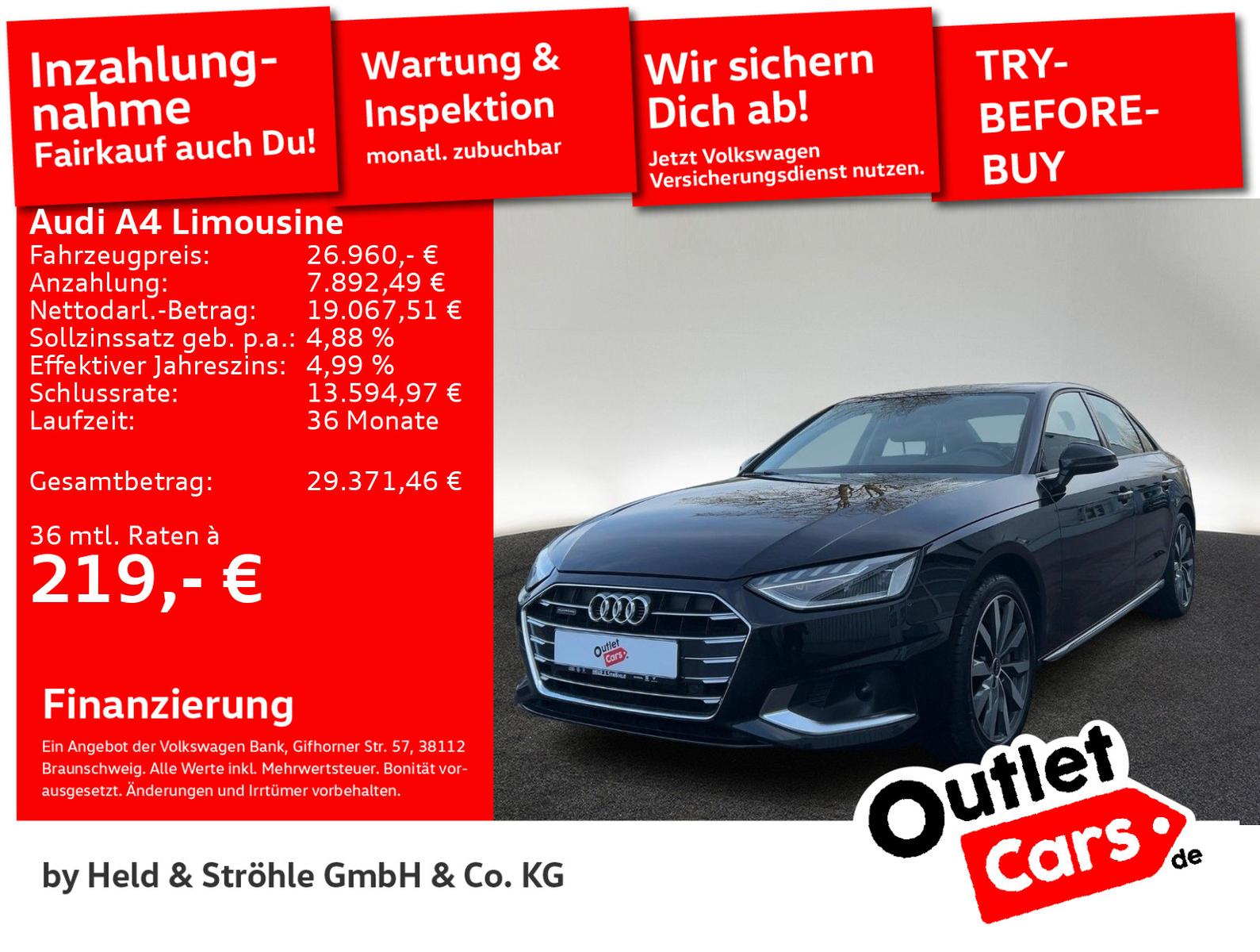 Audi A4 Limousine advanced 40 TDI qu 18 LED NAVI KEYL