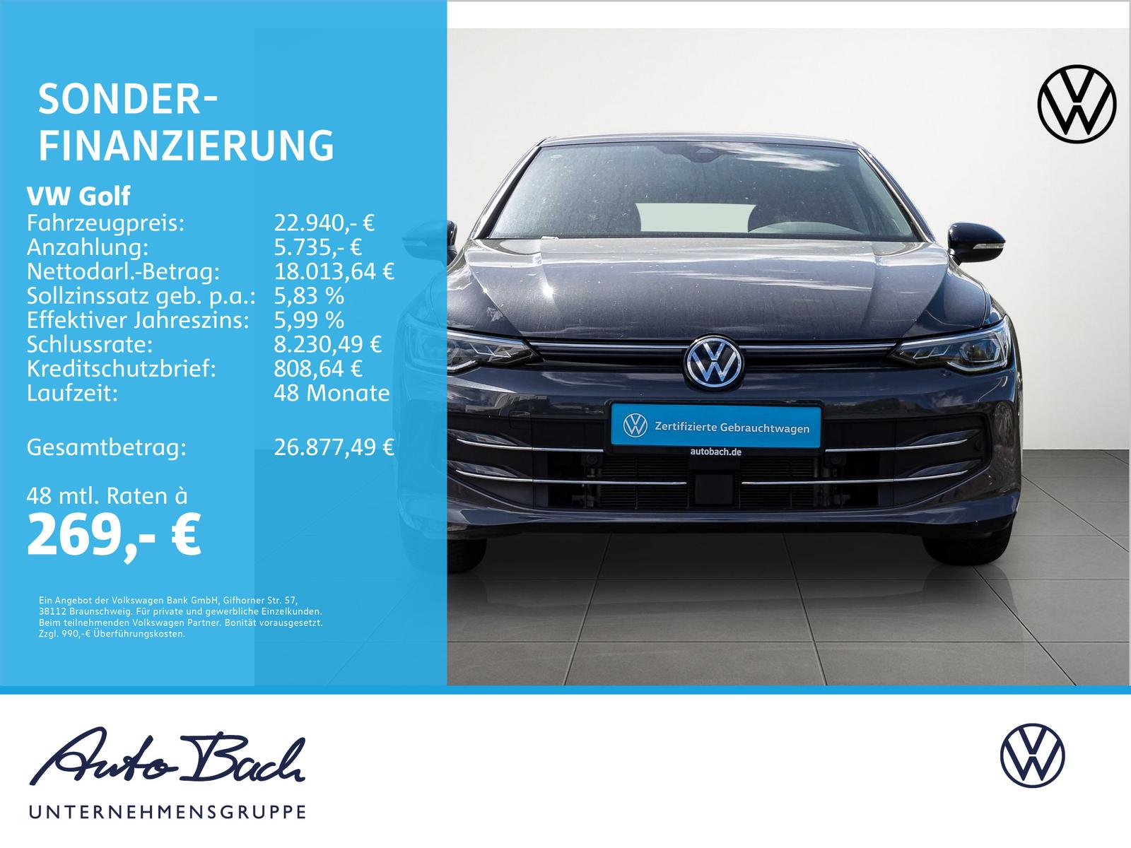 Volkswagen Golf VIII 1.5 TSI Goal, AHK, Navi, LED-Plus, App, миниатюра 2