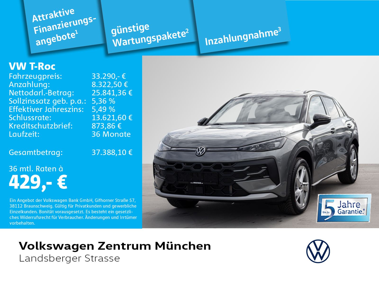 Volkswagen T-Roc 1.5 eTSI LIFE LED+ R-KAM APP ACC DAB+ 18"