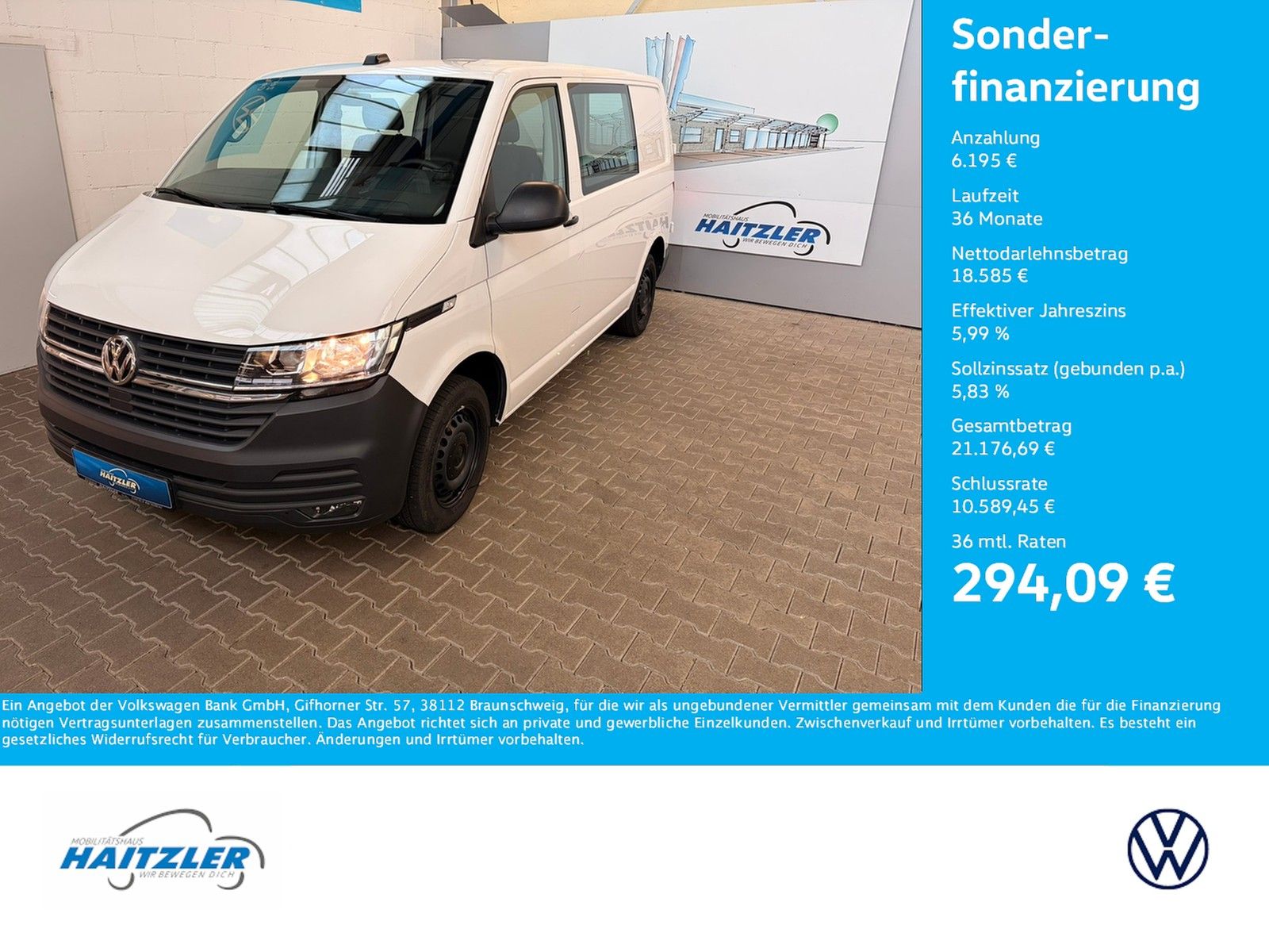 Fahrzeugabbildung Volkswagen T6.1 Transporter Kasten 2,0 TDI +AHK+Licht&Sicht