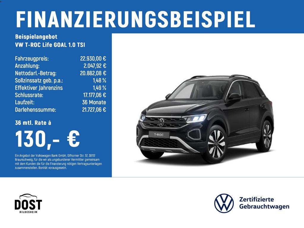 T-ROC  Life GOAL 1.0 TSI ACC+SHZ+NAVI+KLIMA