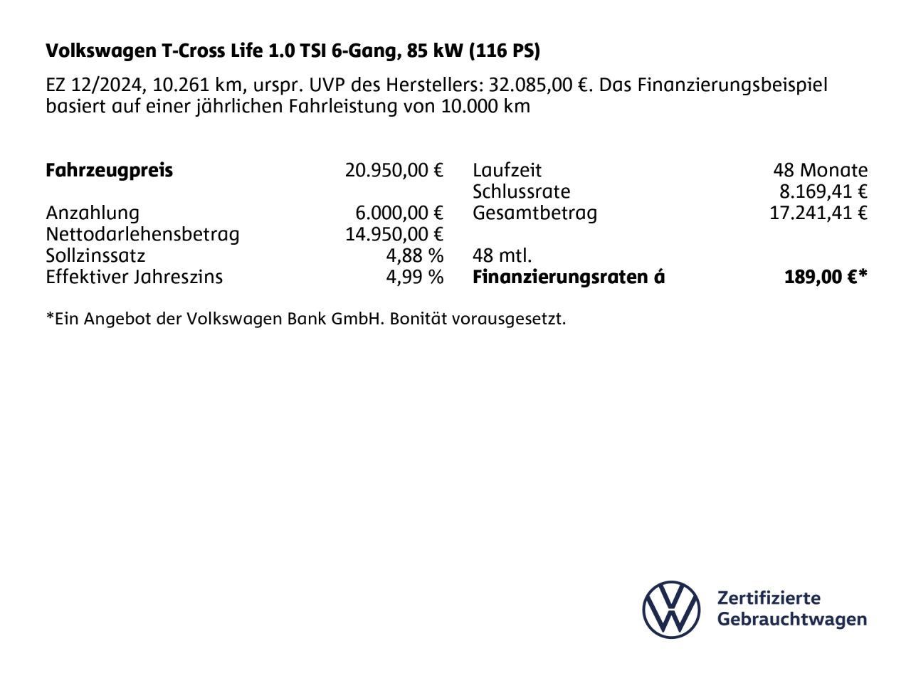 Volkswagen T-Cross Life 1.0 TSI 6-Gang LED ACC imagem 3