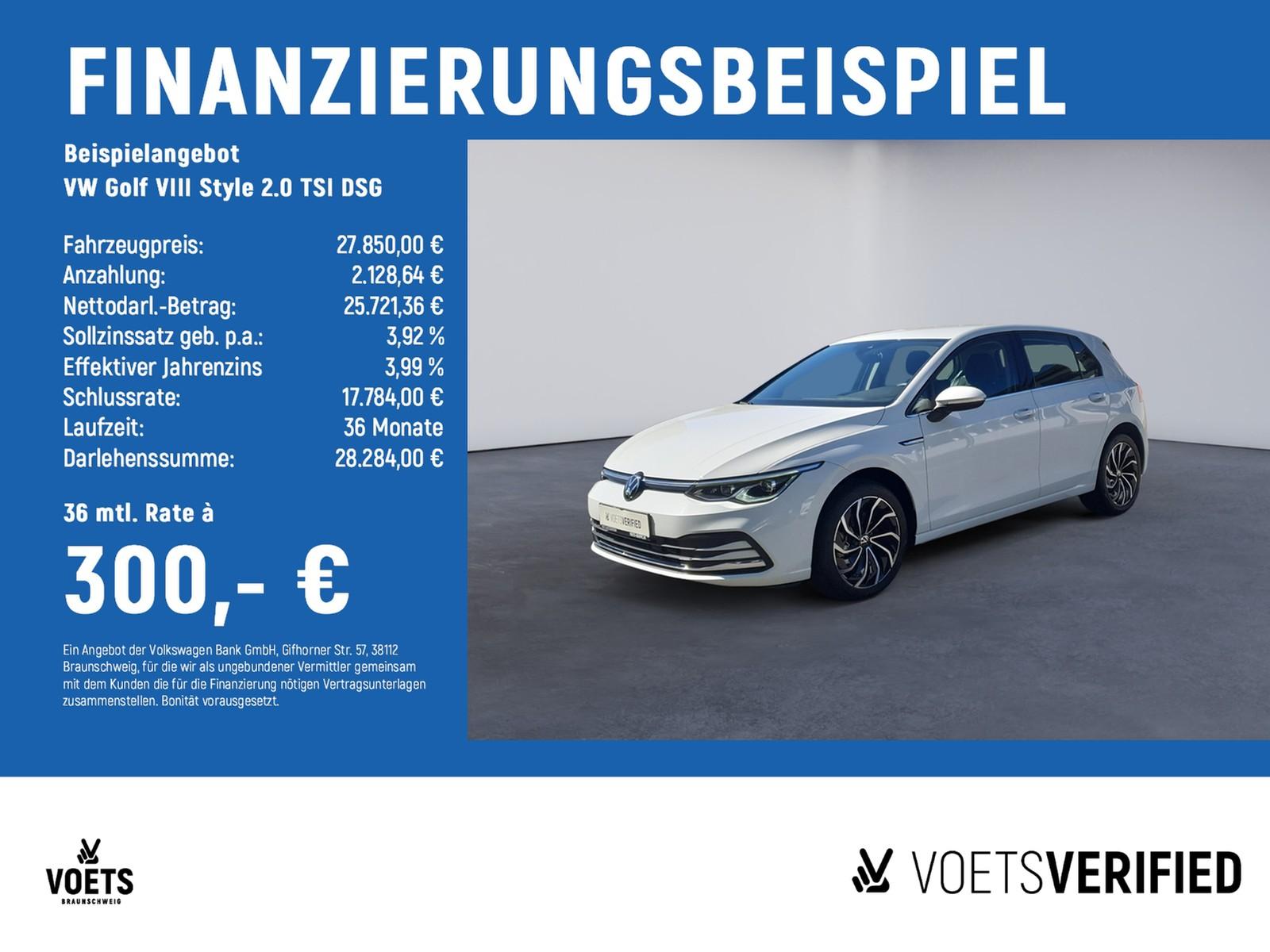 Volkswagen Golf VIII Style 2.0 TSI DSG RearView+LED+NAVI