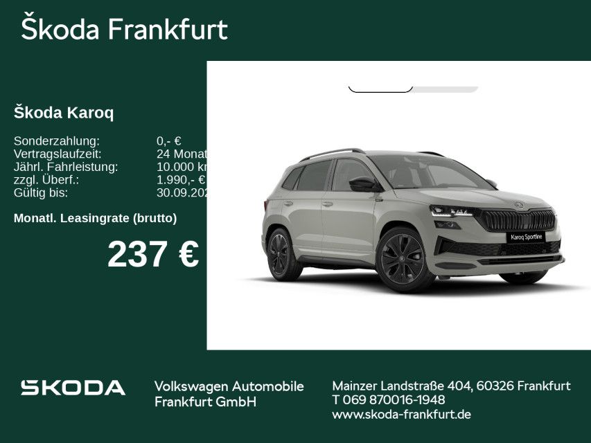 Skoda Karoq Sportline 1,5 TSI DSG Fahrassistenz Plus/