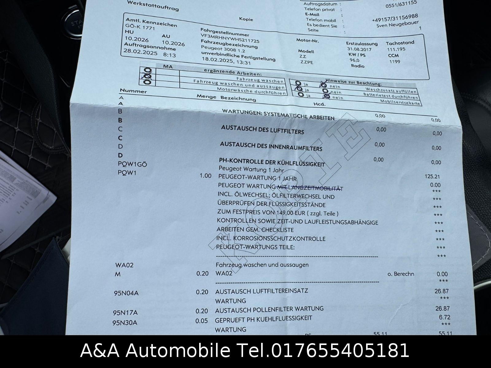 Peugeot 3008 Allure GT Line Automatik Service/Tüv Neu