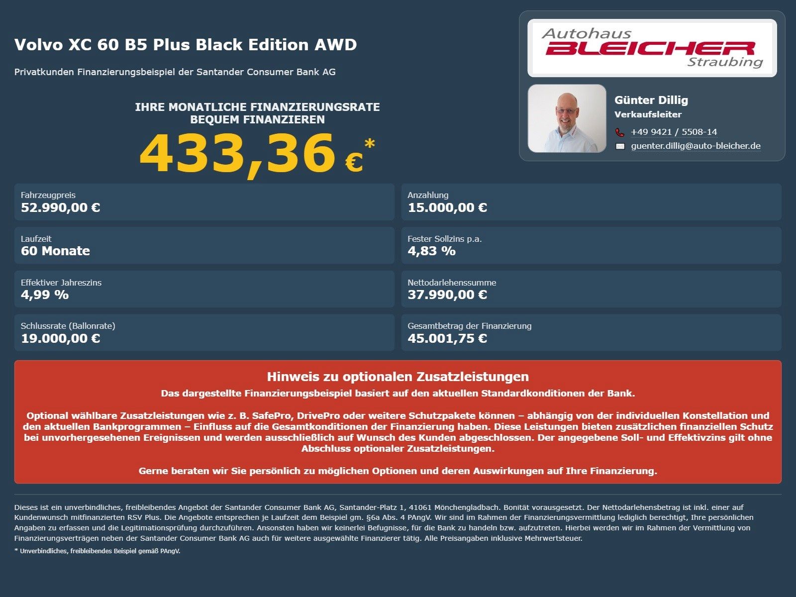 Fahrzeugabbildung Volvo XC 60 B5 Plus Black Edition AWD | Luftfederung
