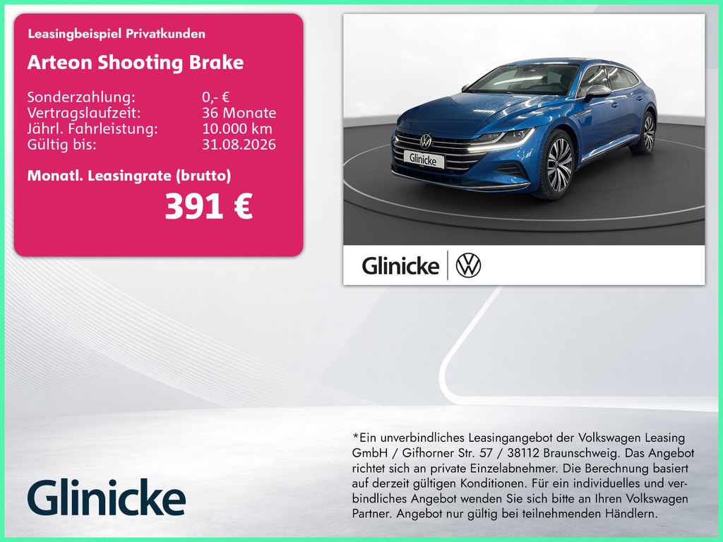 Abbildung Leasingangebot Volkswagen Arteon Shootingbrake 2.0 TDI Elegance AHK LM 18"