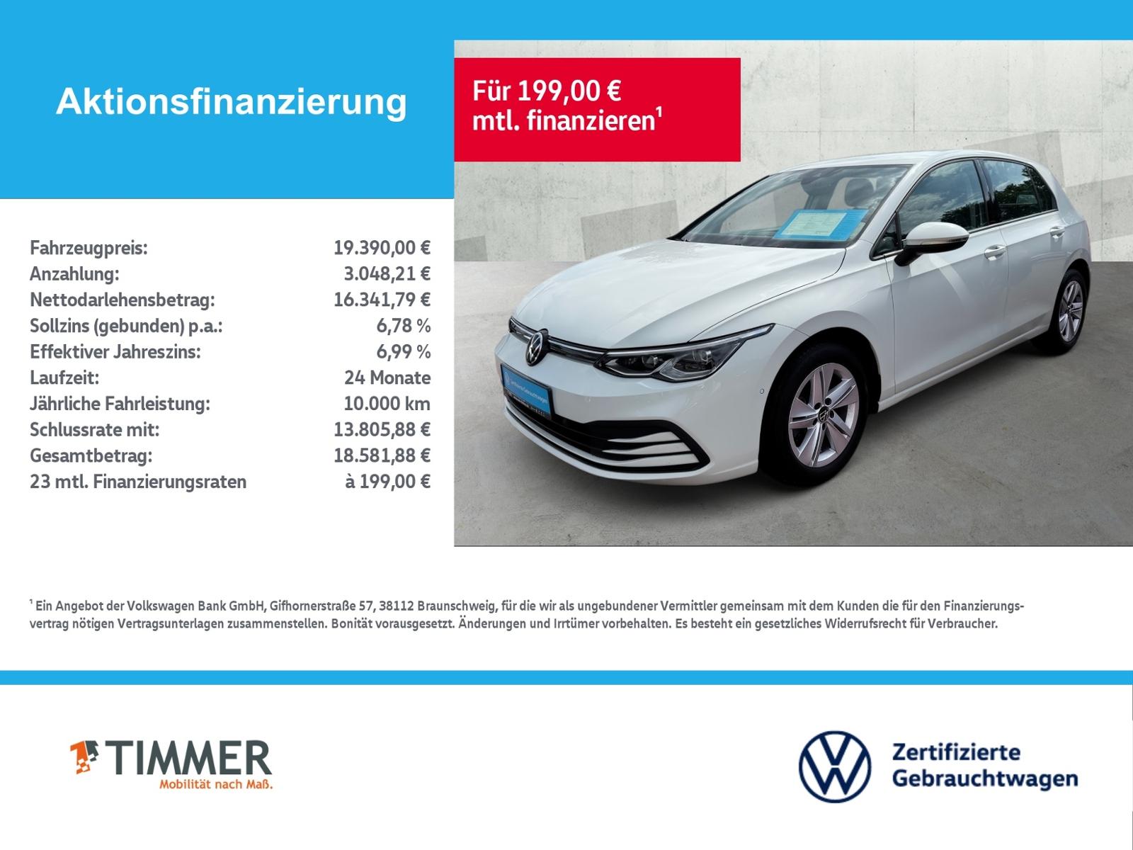 Volkswagen Golf VIII 1.5 TSI LIFE +LED +ACC +RKAM +NAVI +SH