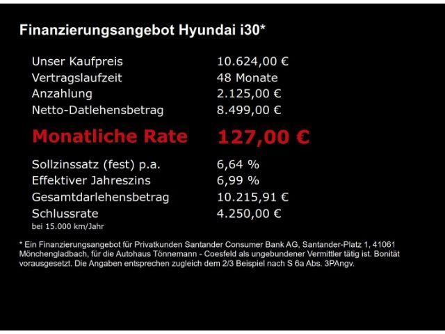 i30 SELECT+LED TAGFAHRLICHT+KLIMAANLAGE+ALARMANL