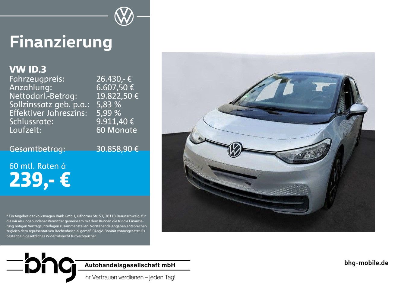 VW ID.3 Pro Performance 58 Komfort Navi connect Kam