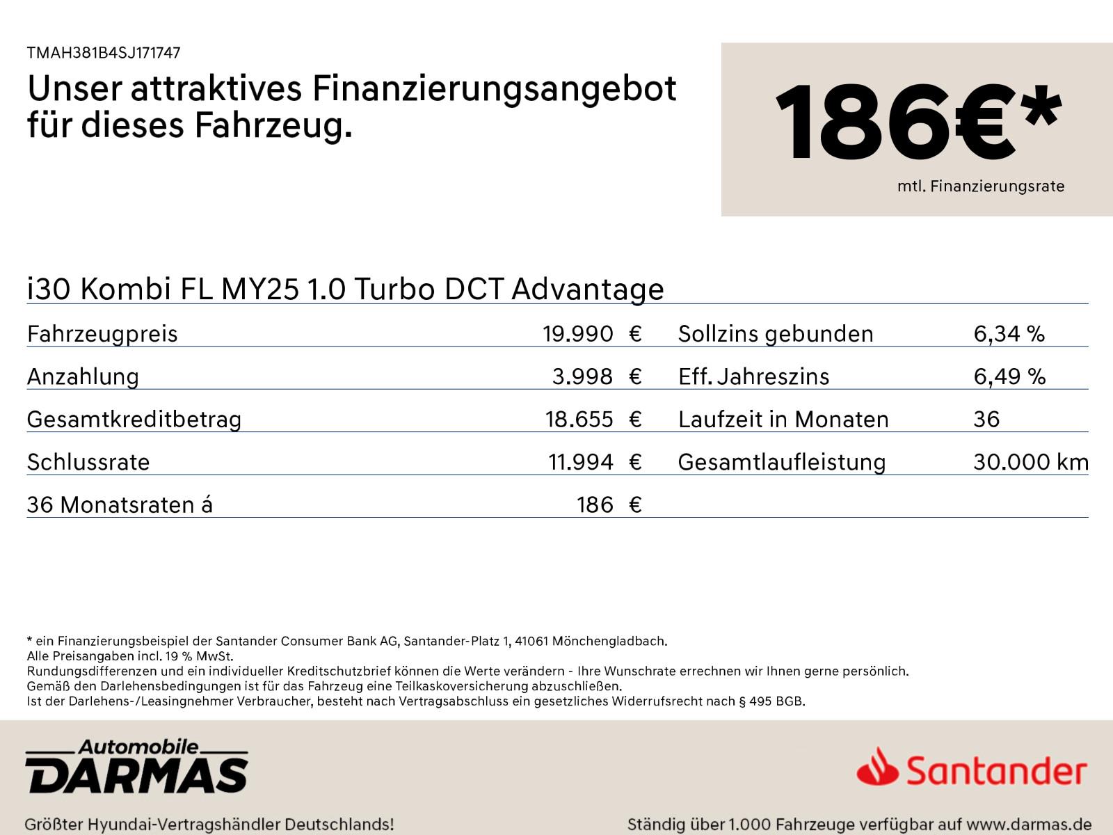 Hyundai i30 Kombi FL MY25 1.0 Turbo DCT Advantage 