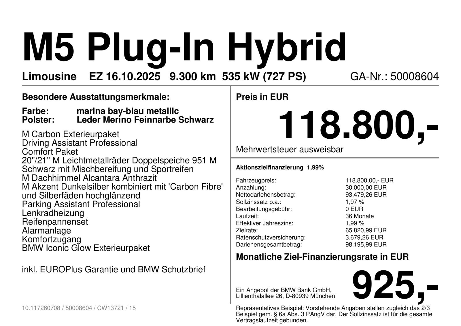 BMW M5 Plug-In Hybrid xDrive HUD Memory vorn imagem 2