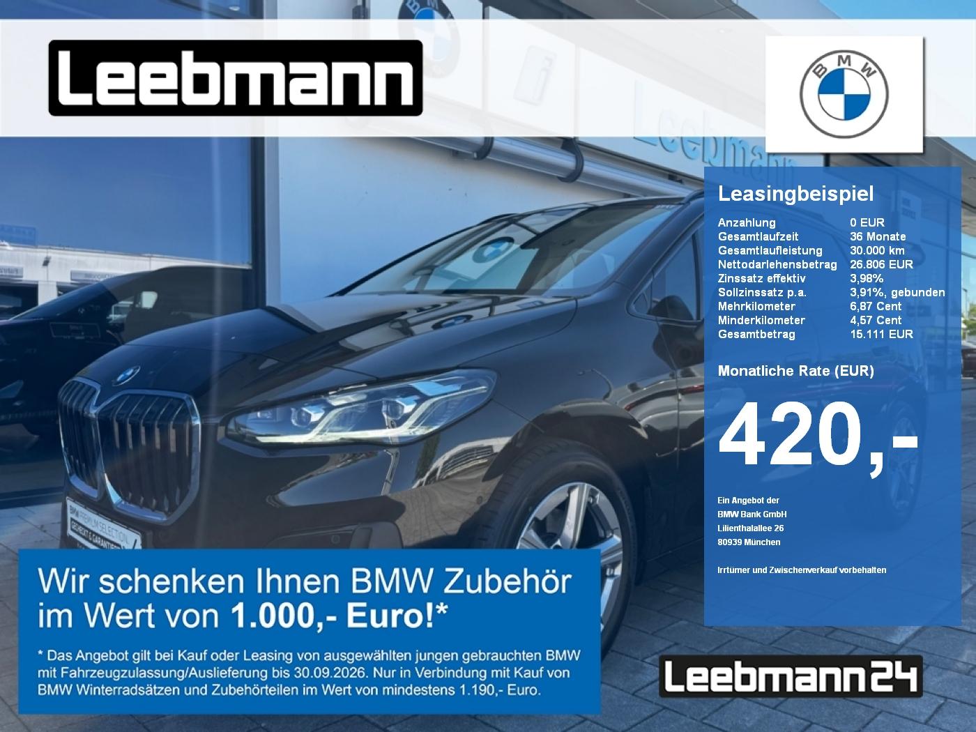 BMW 218i Active Tourer AHK/RFK Finanzierung ab 0,99%