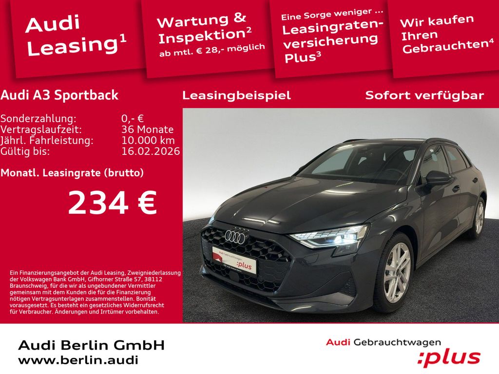 A3 Sportback 30 TFSI 6-G. AHK LED RFK NAVI VIRTU