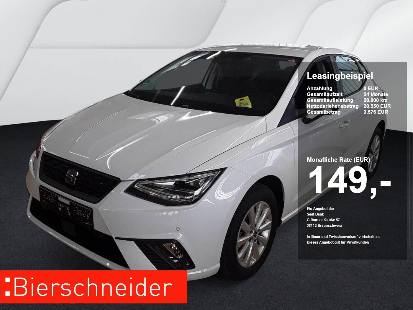 Seat Ibiza 1.0 TSI Style ab 106.- EUR mtl. 990.- Anza