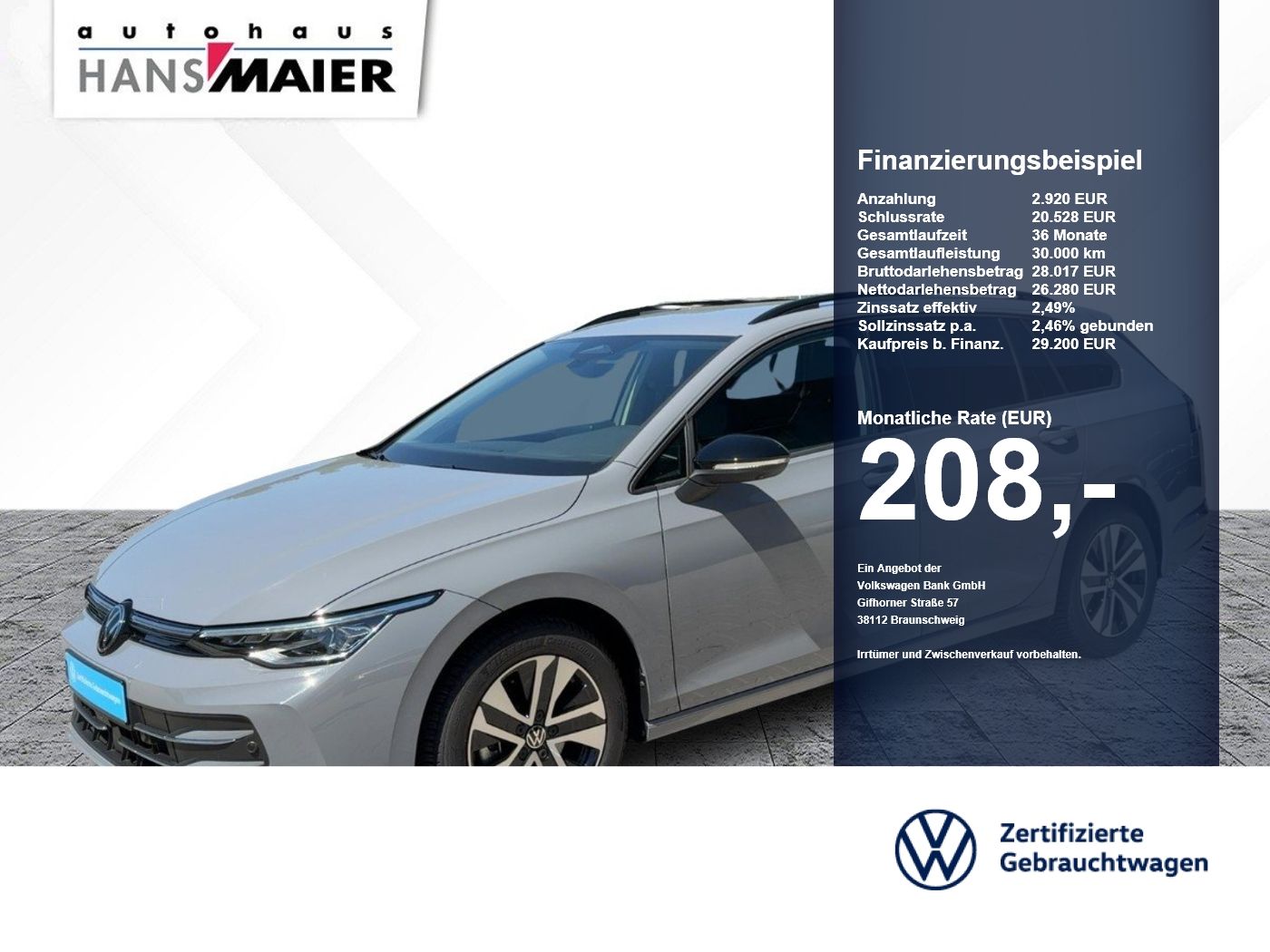 Volkswagen Golf Var. eTSI Energy DSG AHK GJR Kam ACC LED