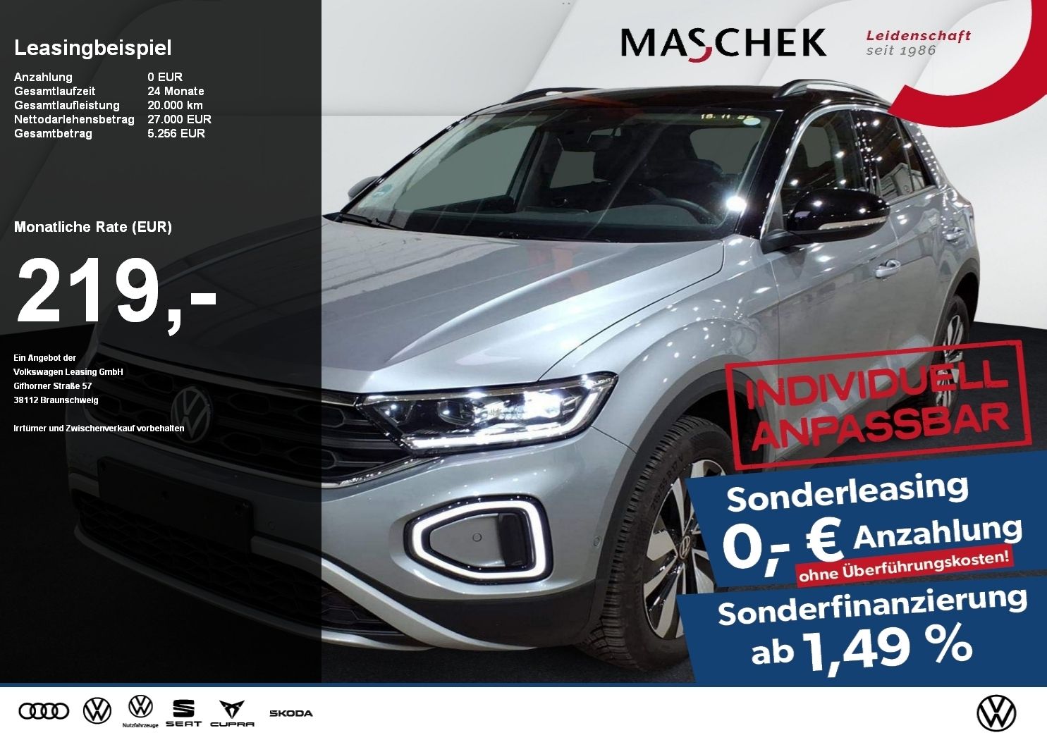Volkswagen T-ROC Goal 2.0 TDI Sonderleasing AHK Navi RearVi