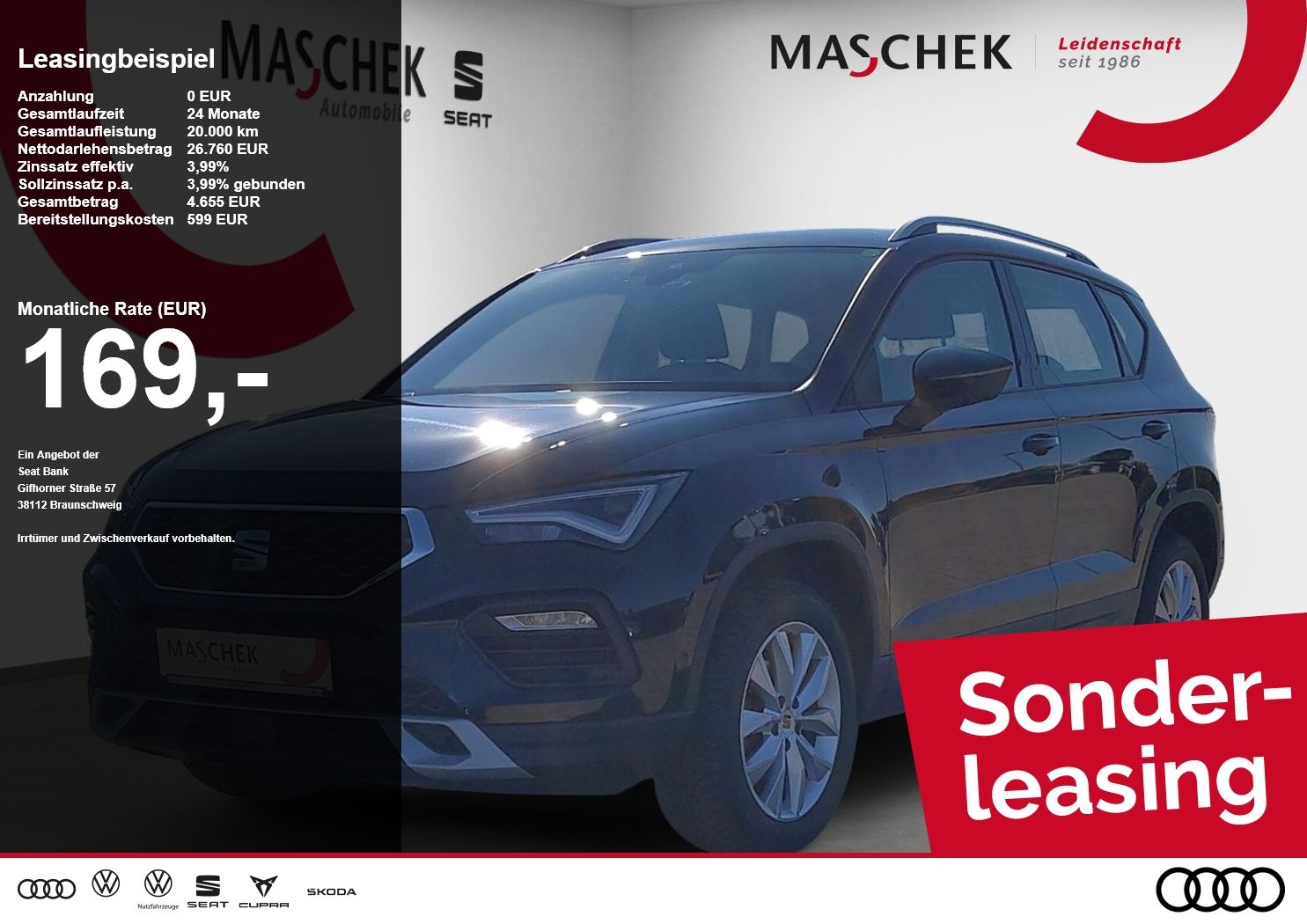 Seat Ateca Style 1.5 TSI DSG Sonderleasing Navi Sitzh