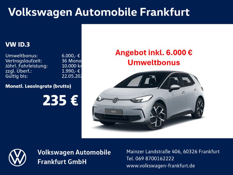 Volkswagen ID.3 Pure 125 kW (170 PS) 52 kWh 1-Gang- Automat