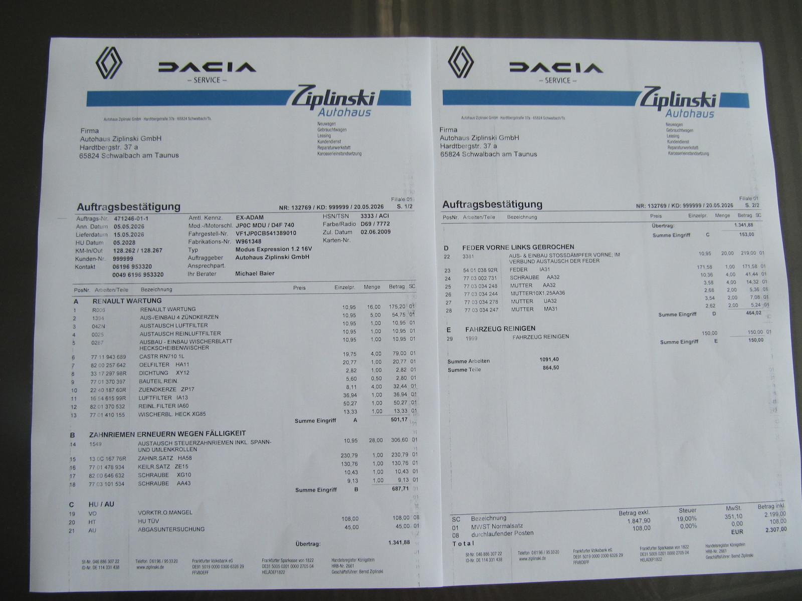 Renault Modus Avantage Insp+Zahnriemen TÜV AU NEU