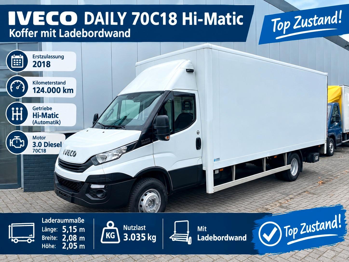 Iveco Daily 70C18 Hi-Matic Koffer mit Ladebordwand