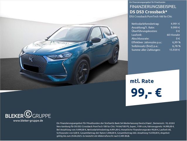 DS Automobiles DS3 Crossback PureTech 100 So Chic