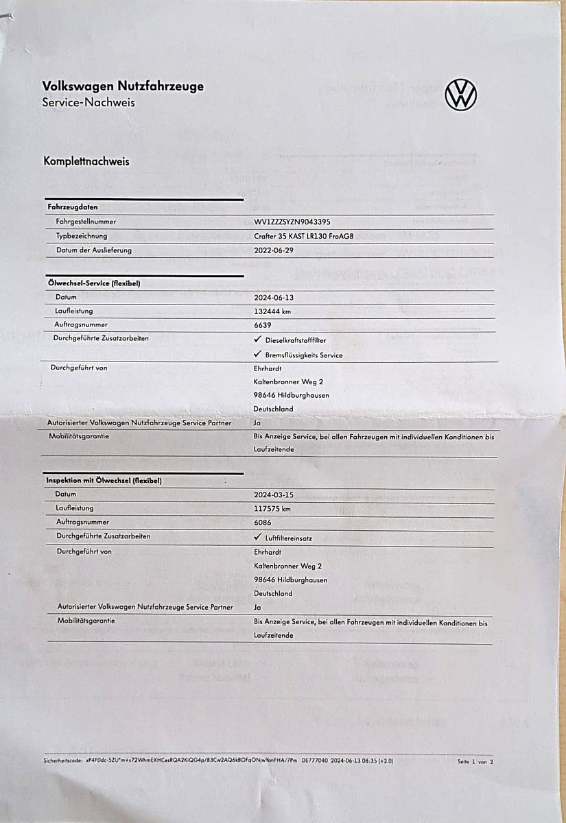 Fahrzeugabbildung Volkswagen Crafter Kasten AUT. L4H2 KLIMA SITZHZG ACC NAVI