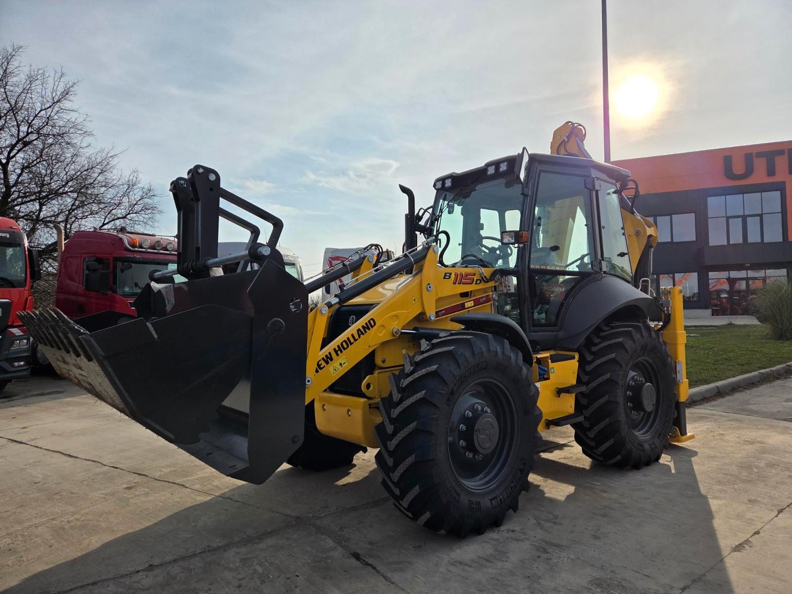 New Holland Backhoe, B115D, 2025, 120CP, Bucket 4x1, Forks,