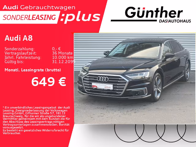 Audi A8 60 TFSIe QUATTRO+HUD+360°+PANORAMADACH+B&O+