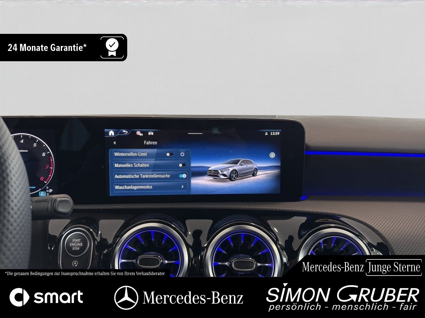 Fahrzeugabbildung Mercedes-Benz A 200 AMG Adv+ Ambi KeyGo MBeam Distronic Kamera