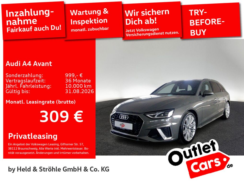 Abbildung Leasingangebot Audi A4 Avant S-Line 40 TFSI AHK LED NAVI+ PDC SHZ