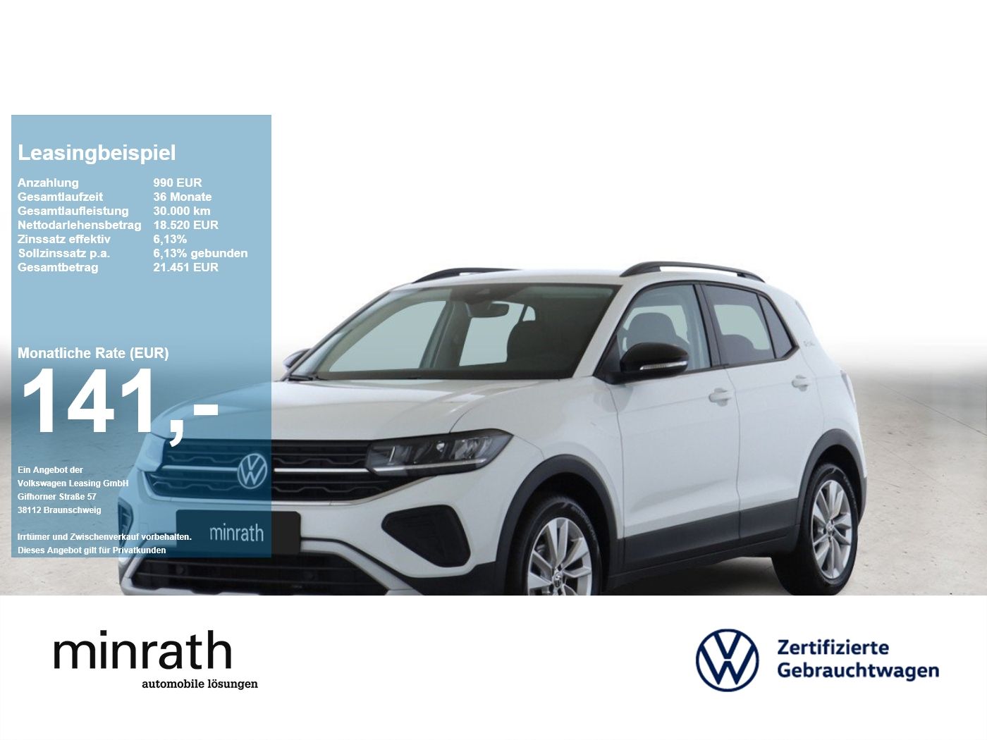 VW T-Cross GOAL 1.0 TSI ACC+LED+NAVI+APP+SHZ+PDC+LM