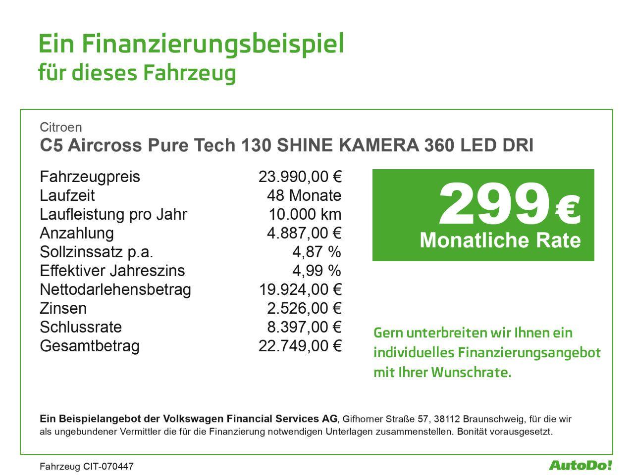 Citroën C5 Aircross Pure Tech 130 SHINE KAMERA 360 LED