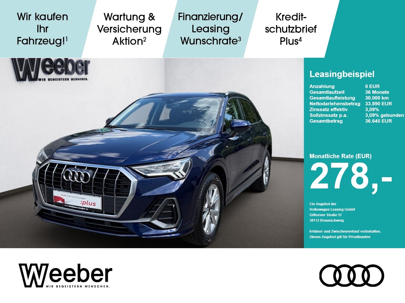 Audi Q3 S line *AHK*NAVI*LED*SHZ*KESSY*5J GAR AHK