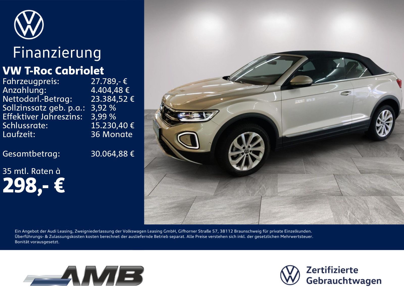 Volkswagen T-Roc Cabriolet Style 1.0 TSI AHK Standh 01.30Ga foto 1