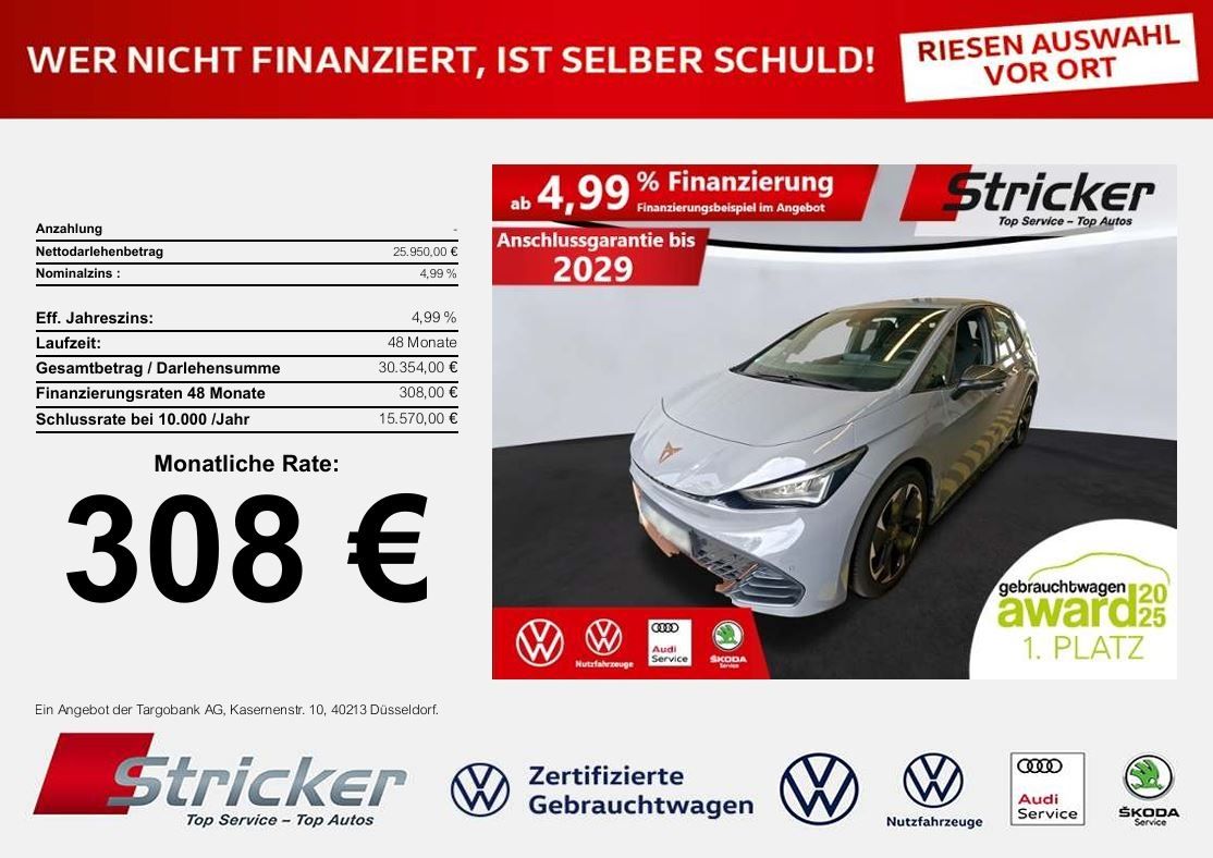 Cupra Born e-Boost 170/58 308,-ohne Anzahlung App-Conn