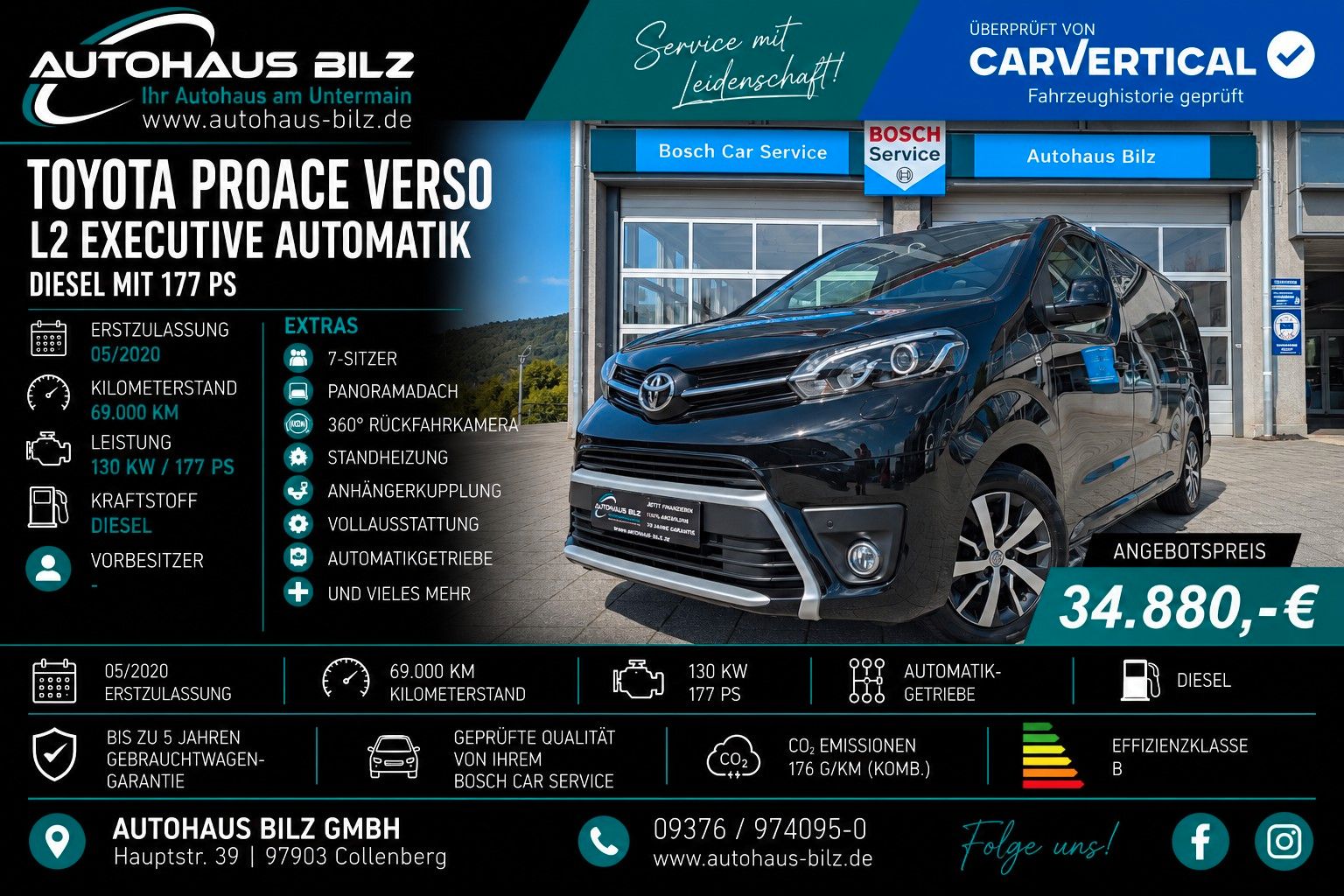 Gebrauchtwagen Toyota Proace Proace Verso L2 Executive*St.Heiz.*Leder*Kamera* in Würzburg