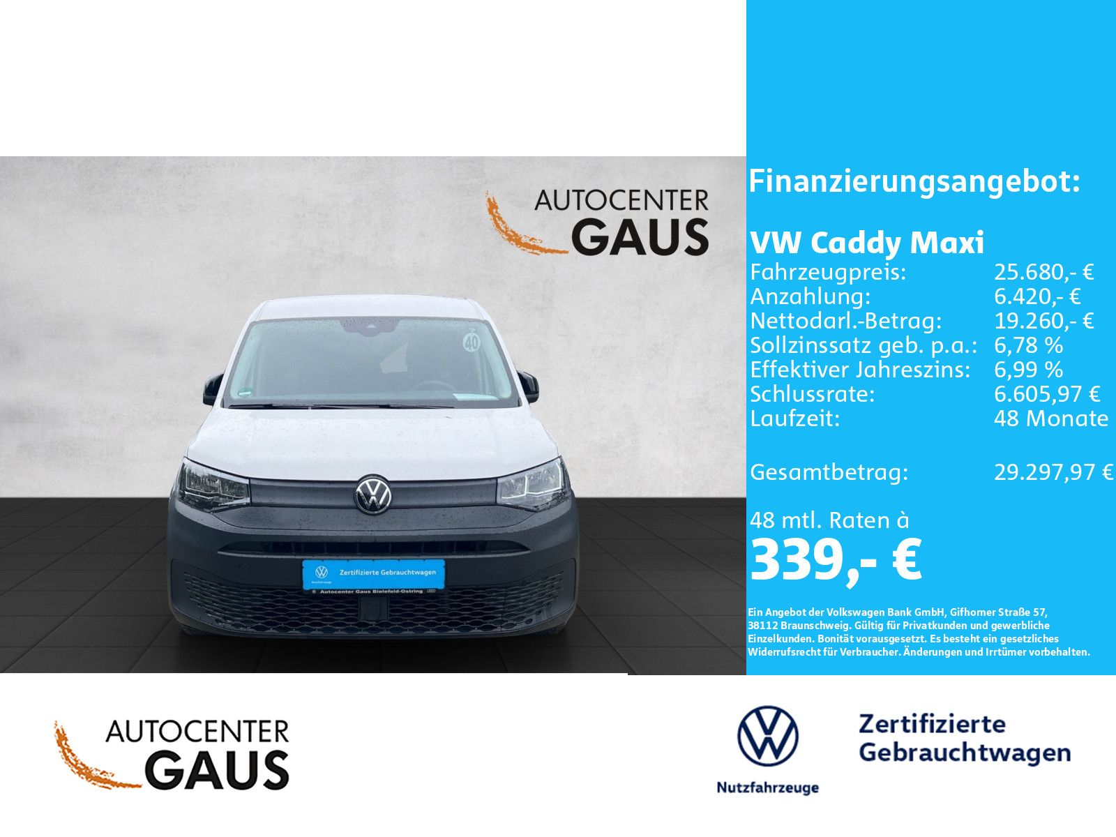 Caddy Maxi 7-Sitzer 1,5 l 84 kW TSI EU6 Frontant